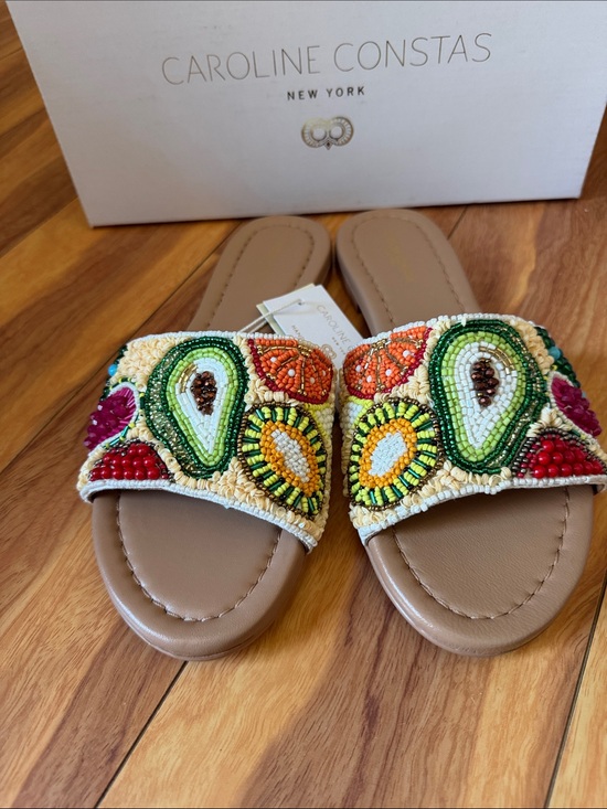 Caroline Constas Shoes - Caroline Constas Beaded Multicolor Slide Sandals